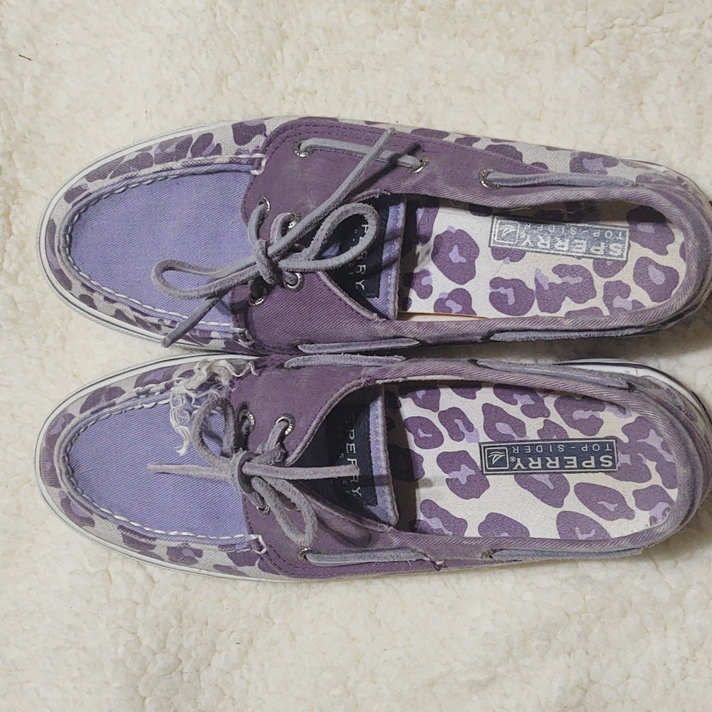Sperry Purple Cheetah 2-Eye Boat Shoes  Size 8.5